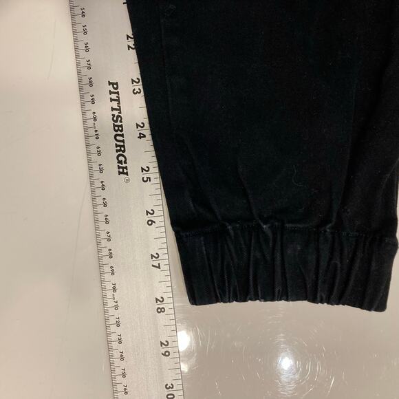 NWOT ZANEROBE Pants 30”Sureshot”Jogger Drop-Crotch-Panel Logo Black StrtchCotton - Picture 10 of 12